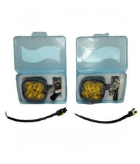 HJG Original 4 LED CREE 60W Fog Light Auxiliary Light For All Motorcycles With Yellow Filter Cap (2 Pcs)
