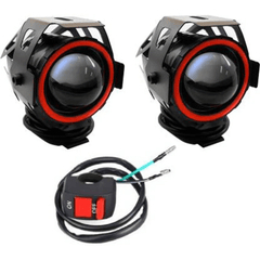 HJG Projector Angel Eyes LED Fog Light For Bike Universal For All Bike (Set of 2 with switch)