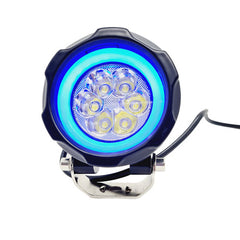 HJG 6 Led Fog Lamp Blue Cob Round Single Pc (12-80V DC- 40W) - Universal for All Cars & Bikes