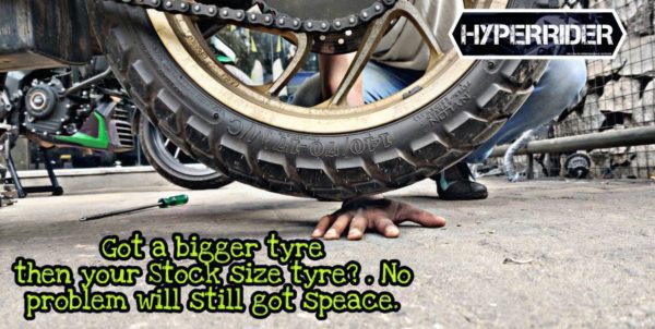 Hyperrider heavy duty centre stand for Bajaj Dominar 250 Dominar 400 Touring and UG models motorcycle maintenance stand