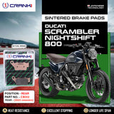 CRANK1 CB312 Rear Sintered Brake Pads for Ducati Scrambler Nightshift 800 2023 Onwards