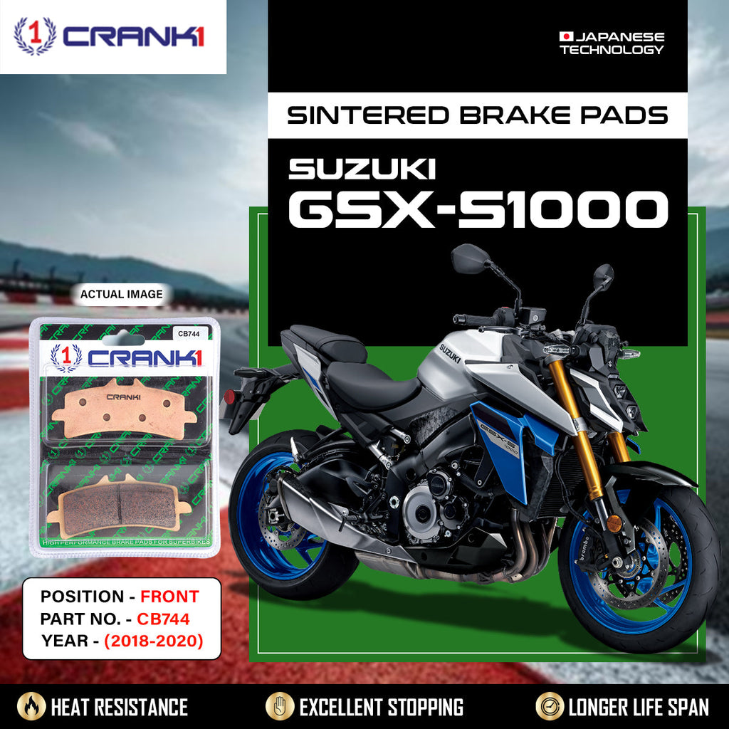 CRANK1 CB744 Front Sintered Brake Pads for Suzuki GSX-S1000 2018-2020 premium motorcycle brake pads