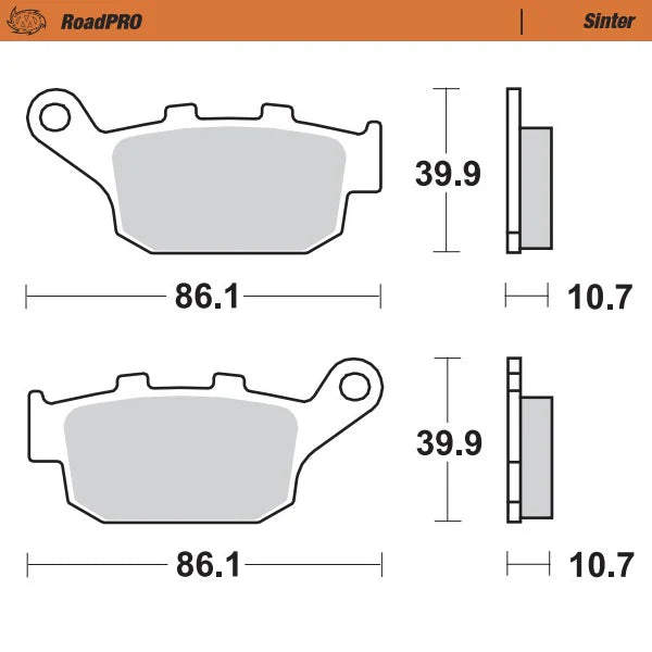 Moto-Master RoadPRO Sinter Brake Pads Triumph Tiger 800 XC ABS 2018-2021 Front 403201 Rear 402202 TÜV Approved High Performance Adventure Motorcycle Brake Pads