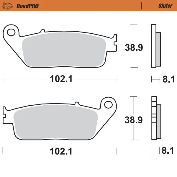 Moto-Master RoadPRO Sinter Brake Pads Kawasaki Z750 2007-2012 Front 402501 Rear 403102 TÜV Approved High Performance Motorcycle Brake Pads