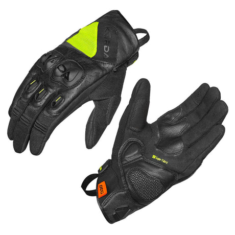 KORDA Triad motorcycle riding gloves with knuckle protection and Superfabric palm guard