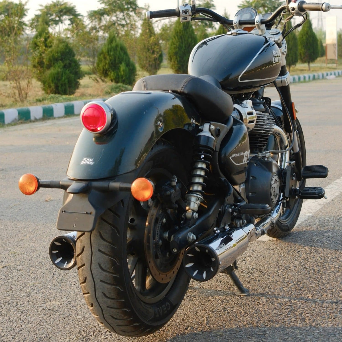 Bycology Rhino Racing Grenade V4 chrome stainless steel exhaust for Royal Enfield Super Meteor 650