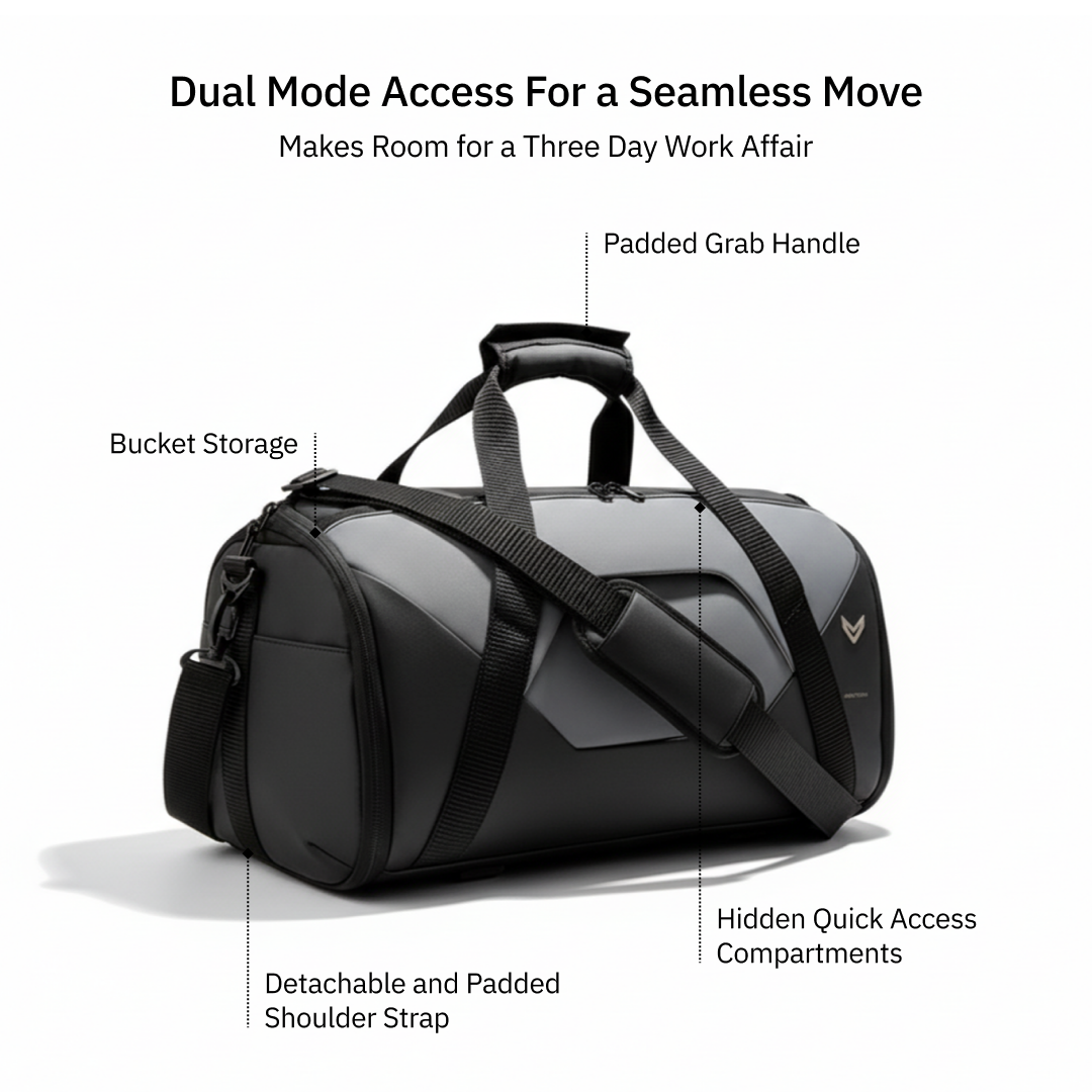 Vantora ALLURE 45L Water-Resistant Duffle Bag for Travel and Weekend Trips with Dedicated Suit Compartment