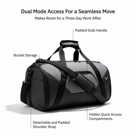 Vantora ALLURE 45L Water-Resistant Duffle Bag for Travel and Weekend Trips with Dedicated Suit Compartment