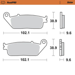 Moto-Master RoadPRO Sinter Brake Pads Honda CBR 300R ABS 2014-2017 Front 404001 Rear 407702 TÜV Approved High Performance Motorcycle Brake Pads