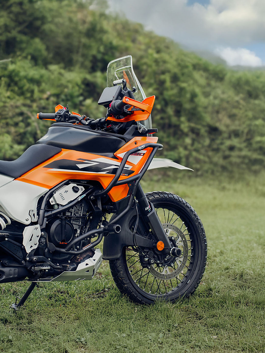 Legundary Custom KTM ADV 390 2025 Raptor crash guard black mild steel engine protection guard