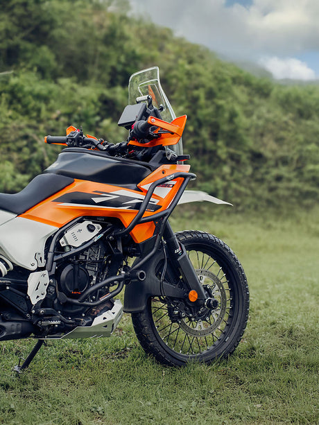 Legundary Custom KTM ADV 390 2025 Raptor crash guard black mild steel engine protection guard