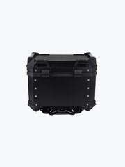 Legundary Custom Fort Knox TC 45L aluminium motorcycle top box with backrest black silver touring luggage