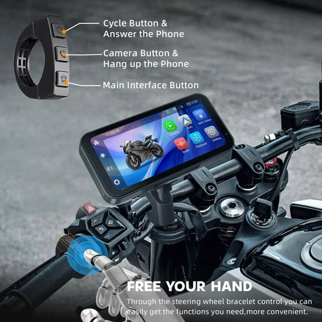LBC Moto S3P Lite 6.25 inch motorcycle display with Apple CarPlay Android Auto 2K IPS screen handlebar remote waterproof