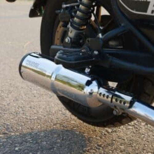 Bycology Rhino Racing Grenade V4 chrome stainless steel exhaust for Royal Enfield Super Meteor 650