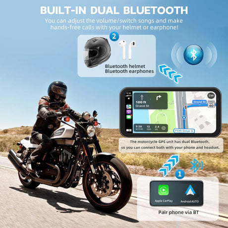 LBC Moto S3P Lite 6.25 inch motorcycle display with Apple CarPlay Android Auto 2K IPS screen handlebar remote waterproof