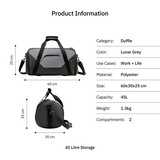 Vantora ALLURE 45L Water-Resistant Duffle Bag for Travel and Weekend Trips with Dedicated Suit Compartment