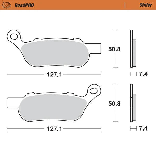 Moto-Master RoadPRO Sinter Brake Pads Harley Davidson Dyna Fat Bob 1585 Front 411501 Rear 412102 TÜV Approved High Performance Cruiser Motorcycle Brake Pads