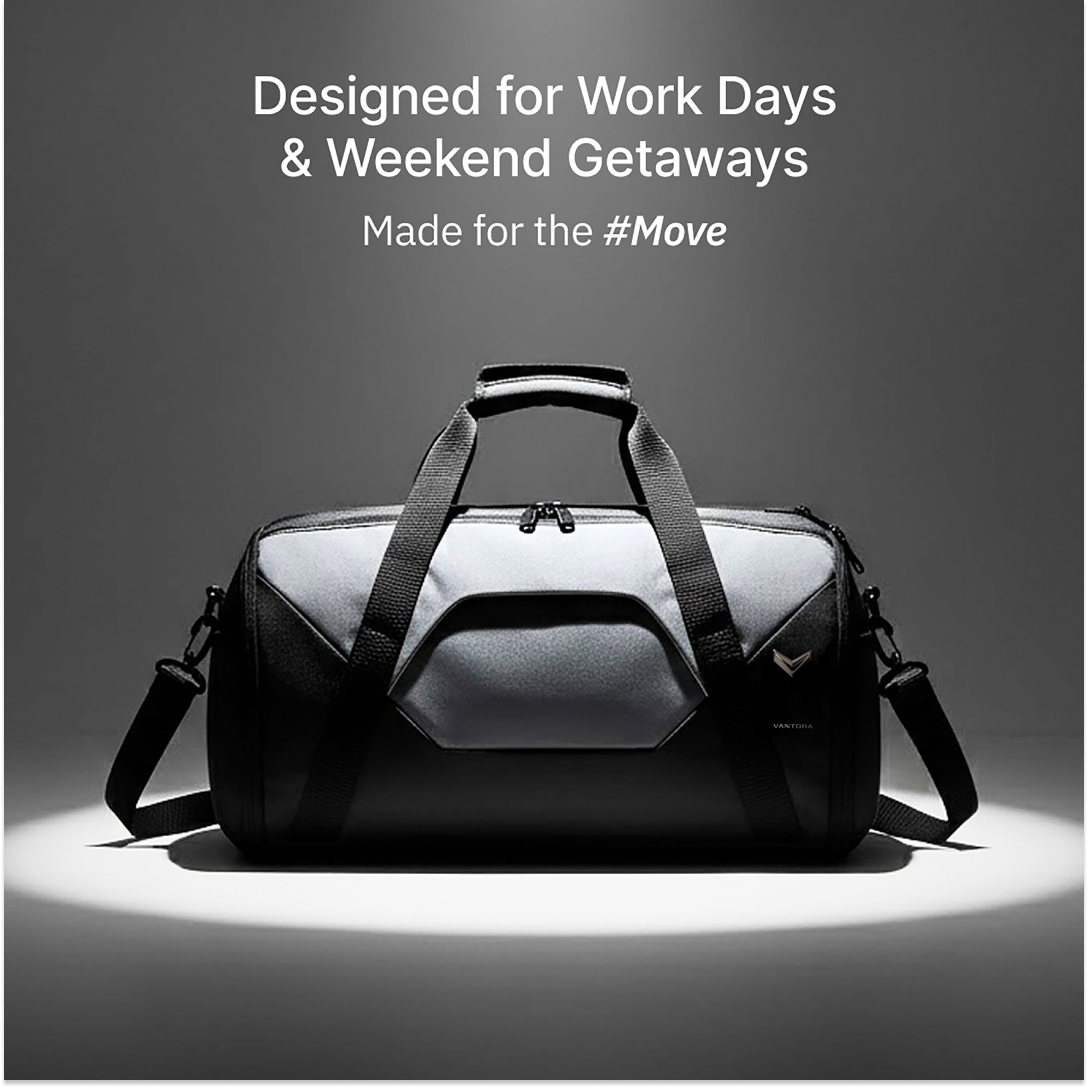 Vantora ALLURE 45L Water-Resistant Duffle Bag for Travel and Weekend Trips with Dedicated Suit Compartment