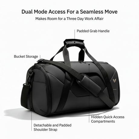 Vantora ALLURE 45L Water-Resistant Duffle Bag for Travel and Weekend Trips with Dedicated Suit Compartment