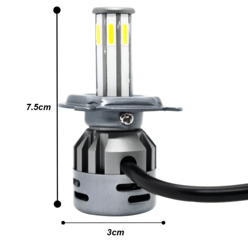 HJG M8 ORIGINAL 100W LED Headlight Bulb H4 For All Motorcycles (Low and High Beam Bulbs (White) AC/DC 100Watt 8 Side Chip) - Type H4