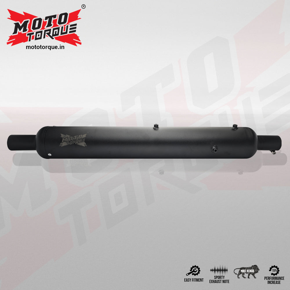 MotoTorque Replica Black BS4 Performance Exhaust for Royal Enfield Motorcycles