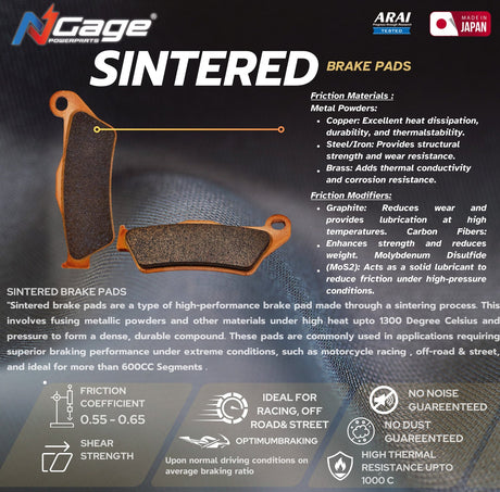 NGAGE Sintered Front Brake Pad for Harley Davidson Street 750 HBS 164