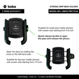 BOBO BM24 PRO PLUS motorcycle phone holder quick release with vibration damper 36W USB C charger bike mobile mount