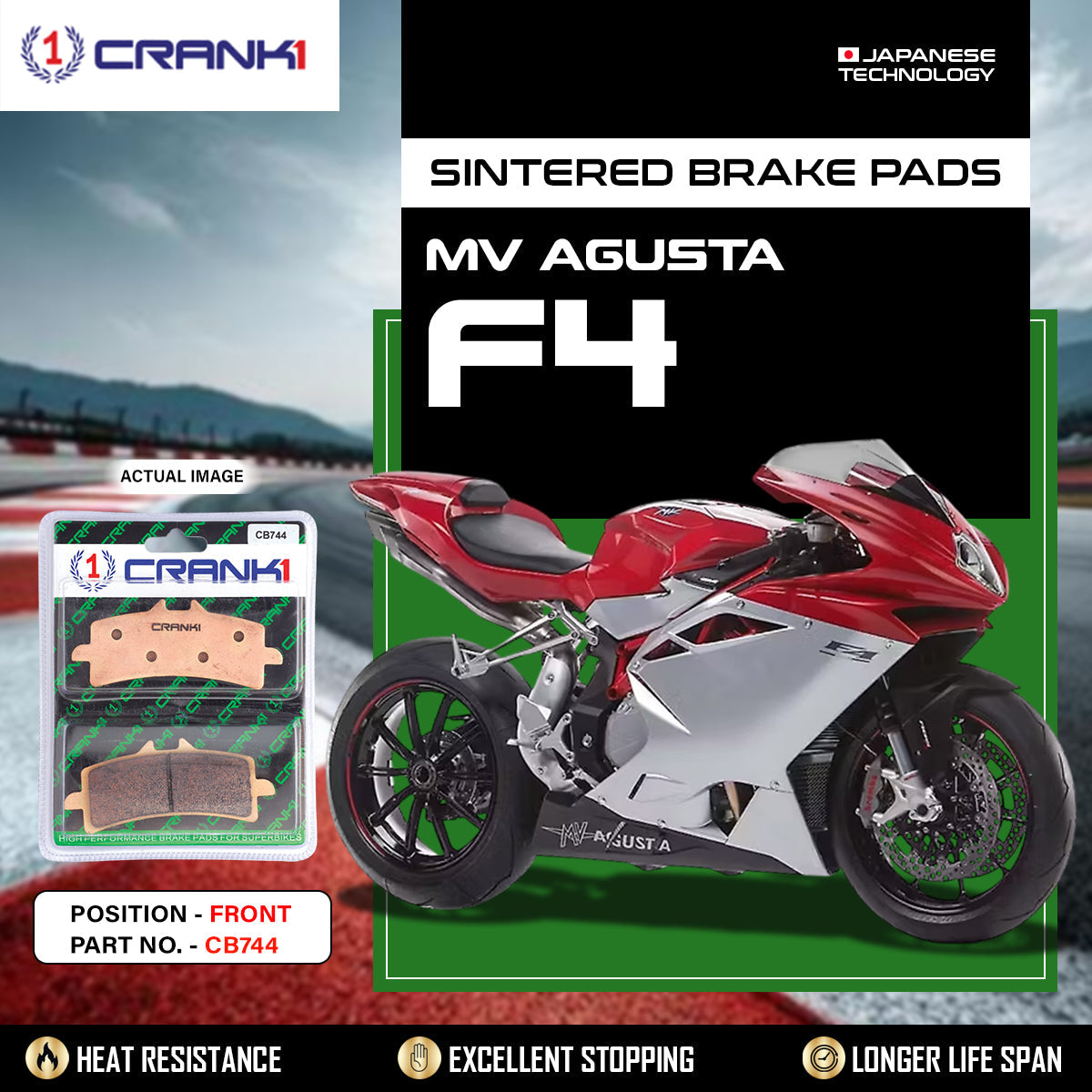 CRANK1 CB744 Front Sintered Brake Pads for MV Agusta F4 - 2 Sets