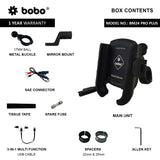 BOBO BM24 PRO PLUS motorcycle phone holder quick release with vibration damper 36W USB C charger bike mobile mount