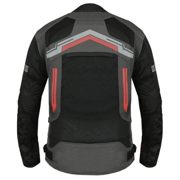 BBG Marshal motorcycle riding jacket with CE Level 2 armour in Black, Neon and Red