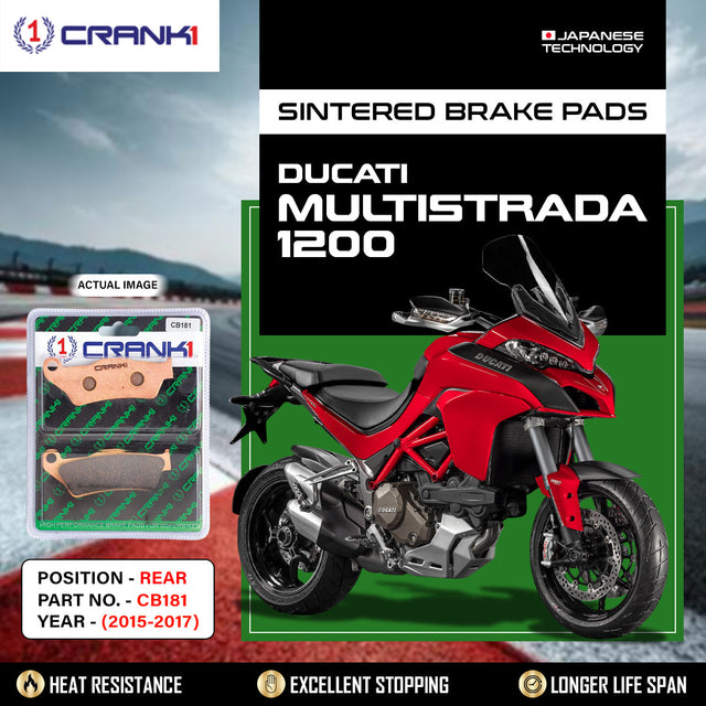 CRANK1 CB181 Rear Sintered Brake Pads for Ducati Multistrada 1200 2015-2017 High Performance Motorcycle Brake Pads