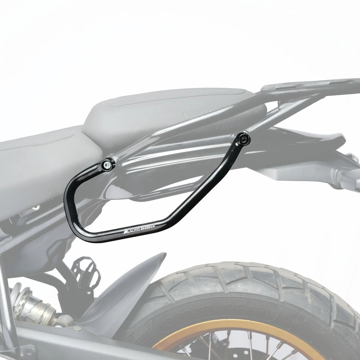 Auto Engina Saddle Stay installed on Royal Enfield Himalayan 450 for soft side luggage support