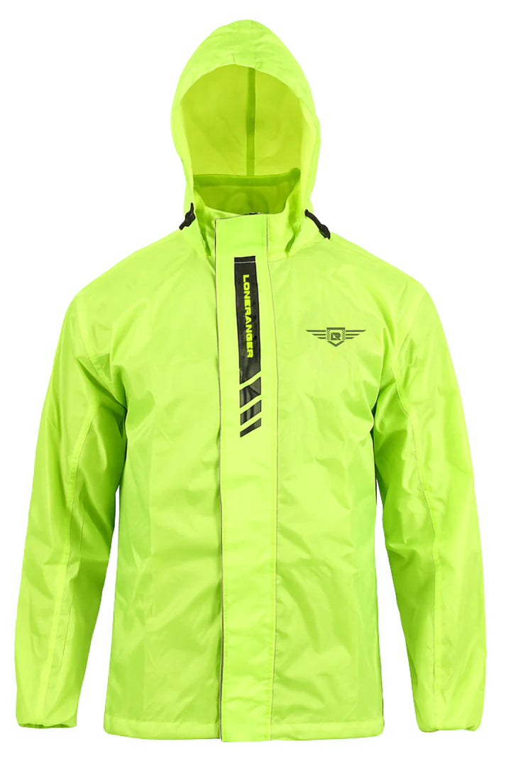 Lone Ranger DryStorm Neon Waterproof Motorcycle Rain Jacket High Visibility