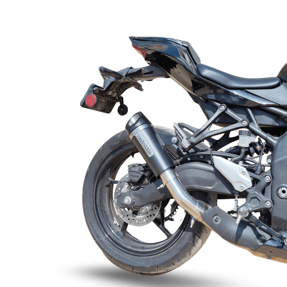 Barrel Outlaw 2.0 black stainless steel slip-on exhaust for Kawasaki ZX4R ZX4RR motorcycle