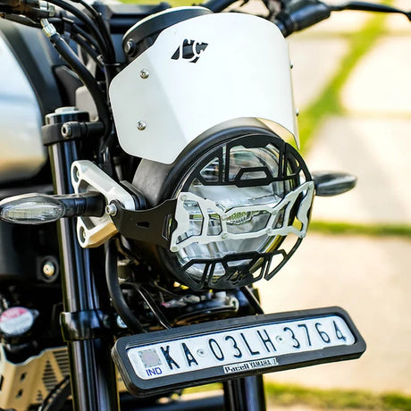 Legundary Custom Cosmic Headlight Grill for Yamaha XSR 155 Black Silver Aluminium Mild Steel Headlight Guard