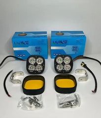 HJG Original 4 LED CREE 60W Fog Light Auxiliary Light For All Motorcycles With Yellow Filter Cap (2 Pcs)