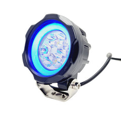 HJG 6 Led Fog Lamp Blue Cob Round Single Pc (12-80V DC- 40W) - Universal for All Cars & Bikes