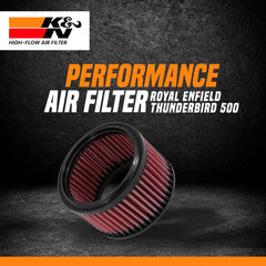 K&N high performance air filter for Royal Enfield Thunderbird 350 engine close-up
