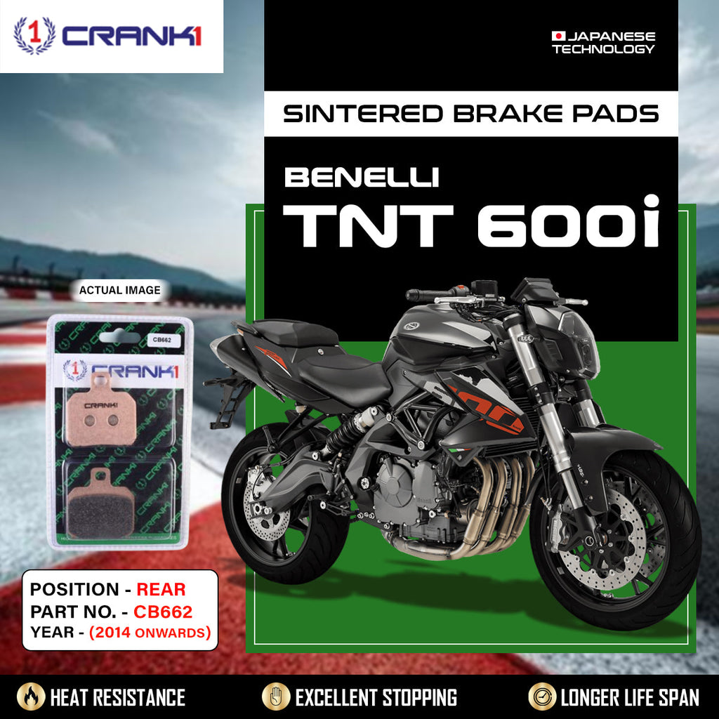 CRANK1 CB662 Sintered Rear Brake Pads for Benelli TNT 600i 2014 Onwards LEGUNDARY Custom