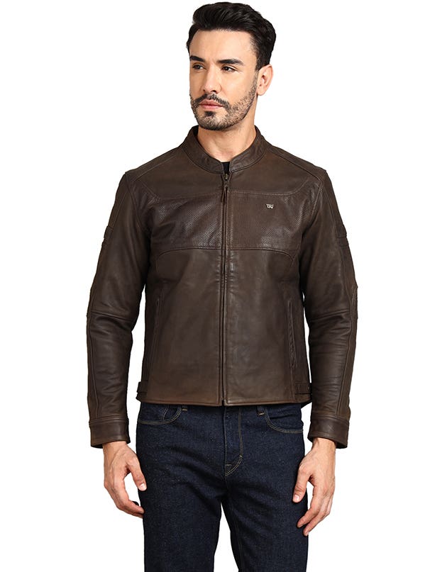 Royal Enfield Classic Leather Class AA Riding Jacket in Brown