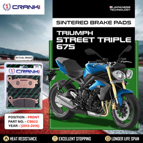 CRANK1 CB622 Sintered Front Brake Pads for Triumph Street Triple 675 2013-2016 Motorcycle Brake Pads