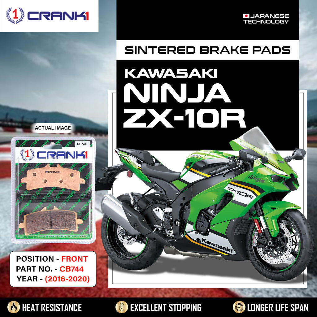 CRANK1 CB744 Front Sintered Brake Pads for Kawasaki Ninja ZX-10R (2016-2020) - 2 Sets