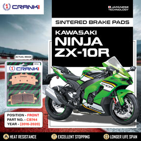 CRANK1 CB744 Front Sintered Brake Pads for Kawasaki Ninja ZX-10R (2016-2020) - 2 Sets