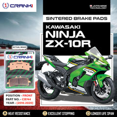 CRANK1 CB744 Front Sintered Brake Pads for Kawasaki Ninja ZX-10R (2016-2020) - 2 Sets