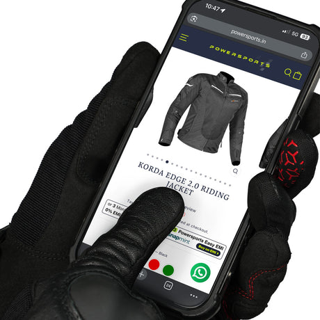 KORDA Adventure motorcycle riding gloves with D3O protection and SuperFabric palm slider