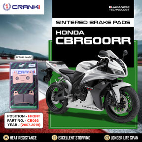 CRANK1 CB093 Sintered Front Brake Pads for Honda CBR600RR 2007-2019 Supersport Motorcycle