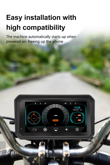 LBC Moto M3 Elite 6.25 inch motorcycle navigation system with Apple CarPlay Android Auto dual camera DVR TPMS GPS magnetic mount waterproof