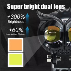 HJG New Model Owl Fog Light For Bike/Car/Thar/Jeep ( Cool White, 40W each * 2 = 80W Total ) - Pack of 2