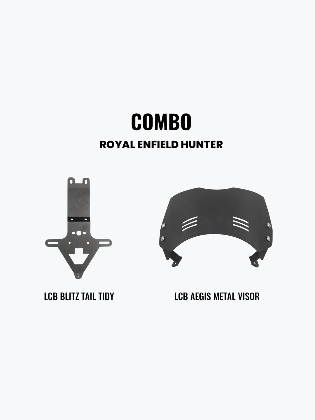 Legundary Custom Tail Tidy & Aegis Metal Visor Combo for Royal Enfield Hunter 350 – Mild Steel Black Styling & Protection