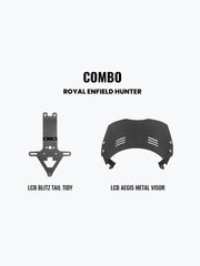 Legundary Custom Tail Tidy & Aegis Metal Visor Combo for Royal Enfield Hunter 350 – Mild Steel Black Styling & Protection